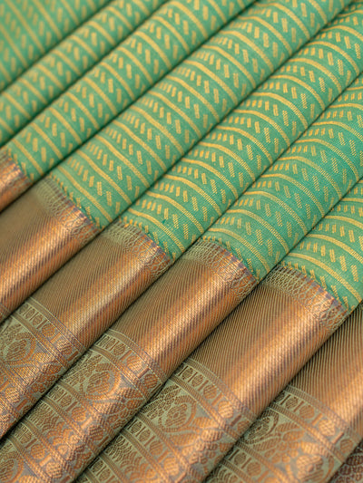 Cyan green Kanchipuram silk saree