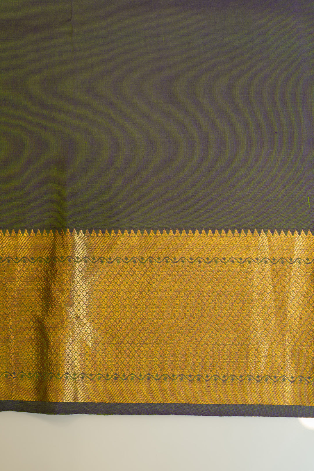 Parrot green printed pure kanjivaram silk saree