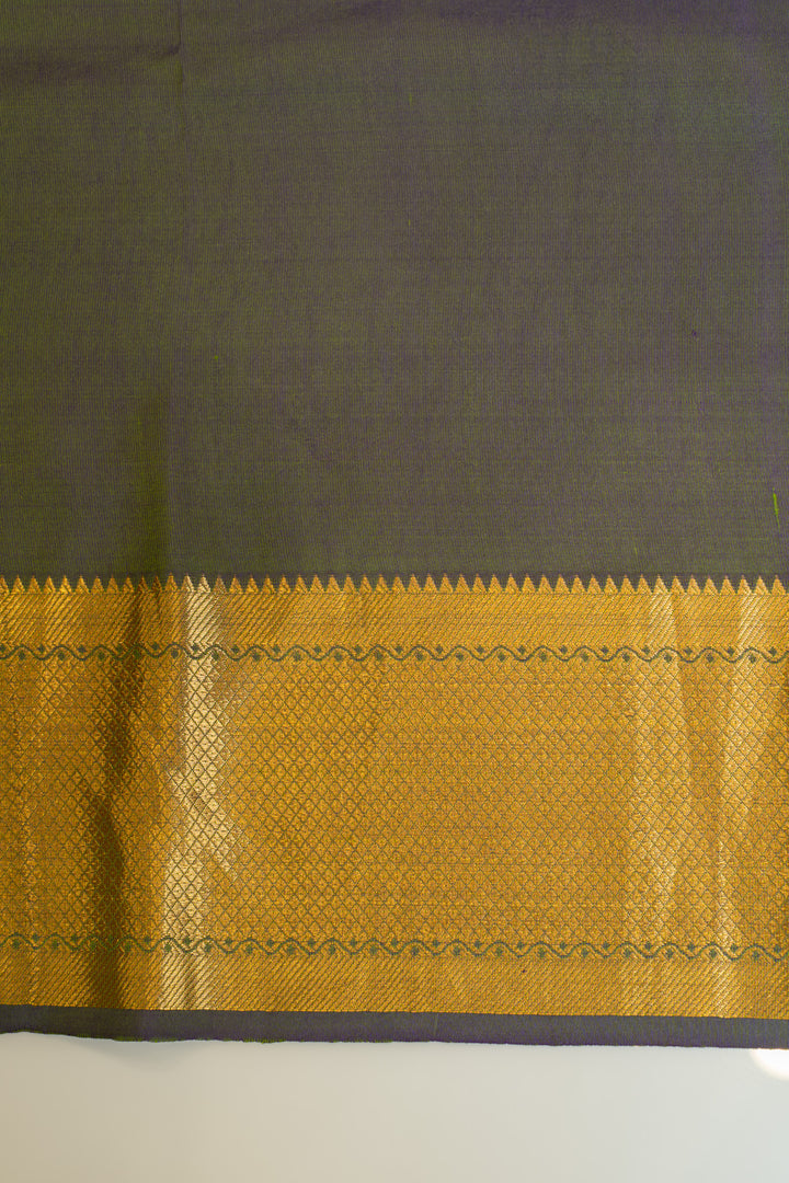 Parrot green printed pure kanjivaram silk saree