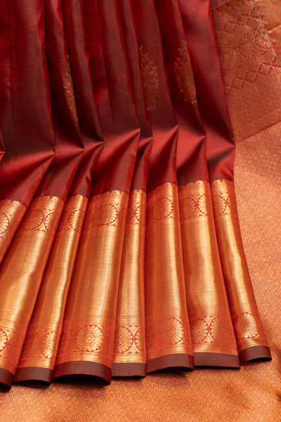 Maroon traditional pure Kanchipuram silk saree