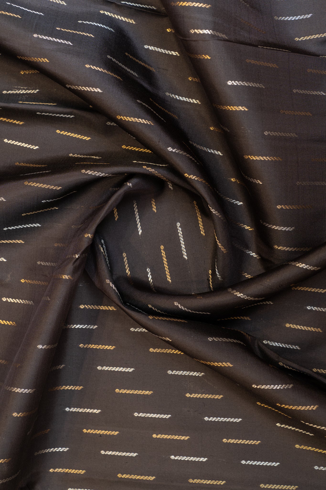 Black and gold rain drop pure Kanchipuram silk saree