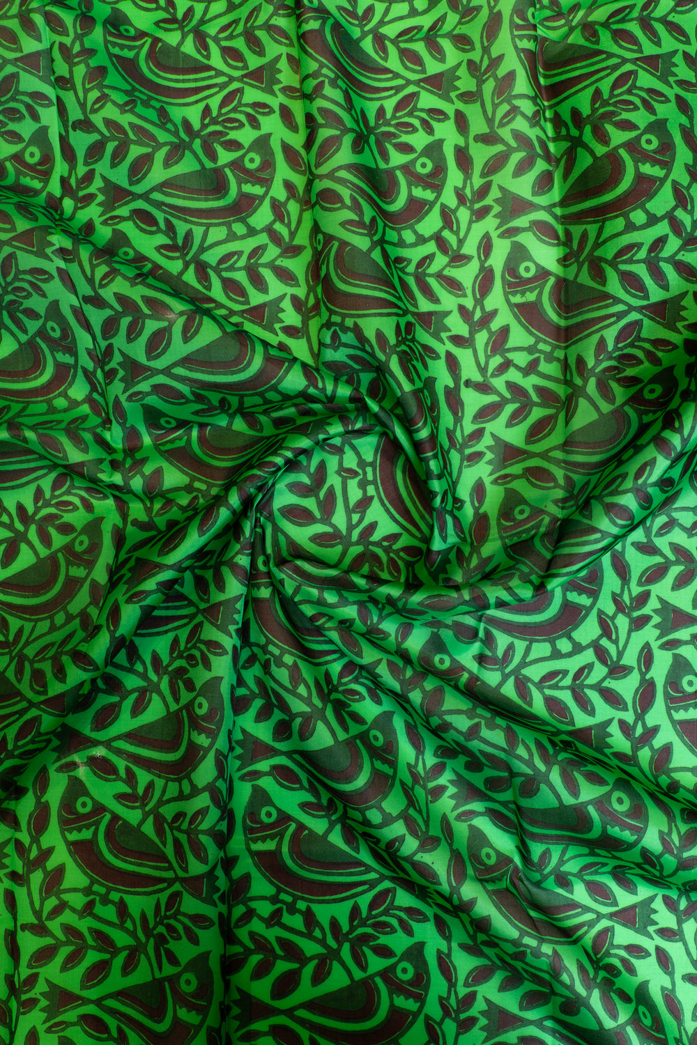 Green printed pure Kanchipuram silk saree