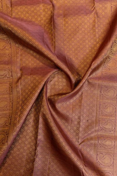 Mehendi green and mauve traditional small border pure Kanchipuram silk saree