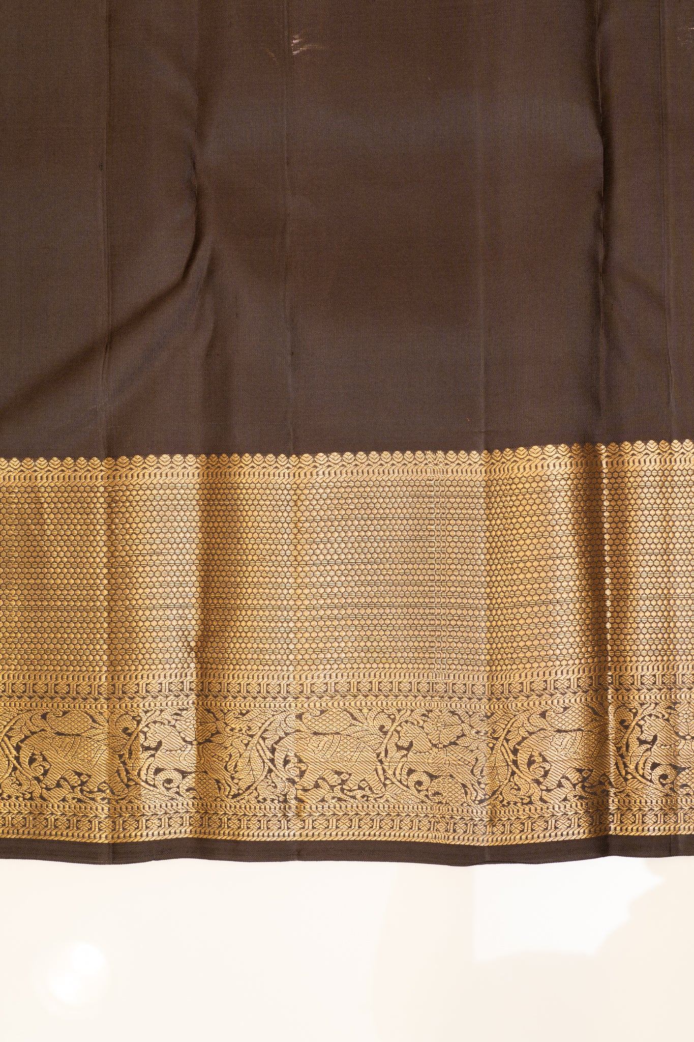 Black and gold rain drop pure Kanchipuram silk saree