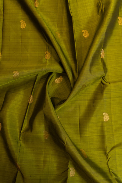 Mehendi green and mauve traditional small border pure Kanchipuram silk saree