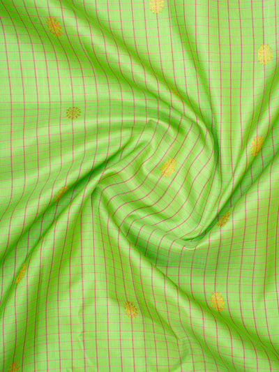 Chartreuse Green and Pink Pure Gadwal Silk Saree - Clio Silks