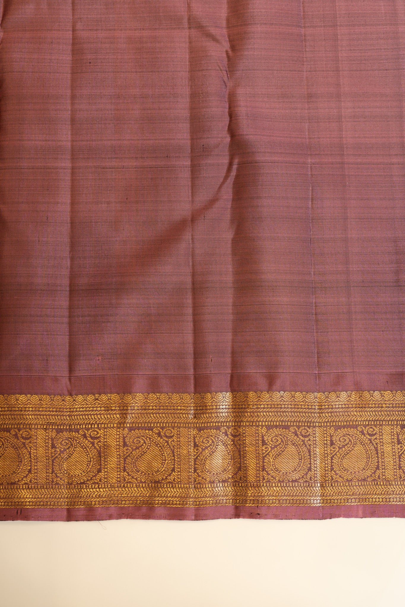 Mehendi green and mauve traditional small border pure Kanchipuram silk saree