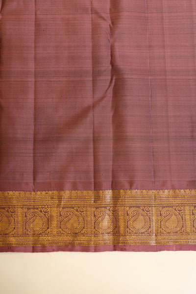 Mehendi green and mauve traditional small border pure Kanchipuram silk saree