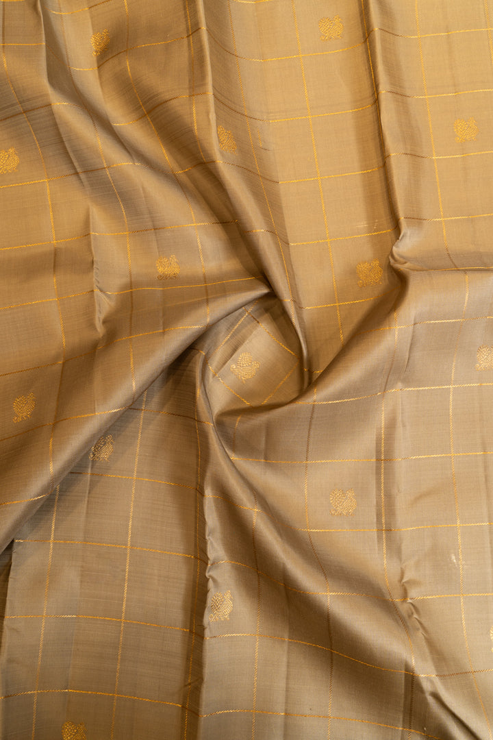 Harbor Grey checks pure Kanchipuram silk saree