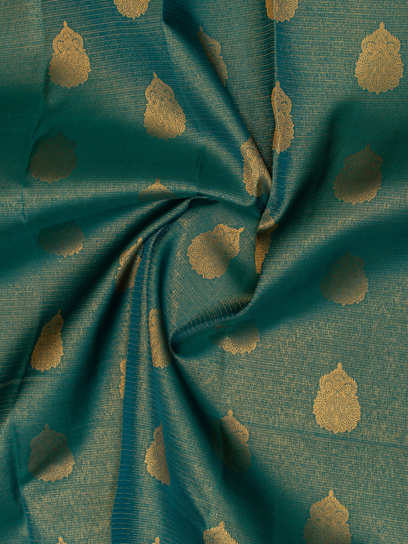 Teal blue traditional Kanchipuram silk saree