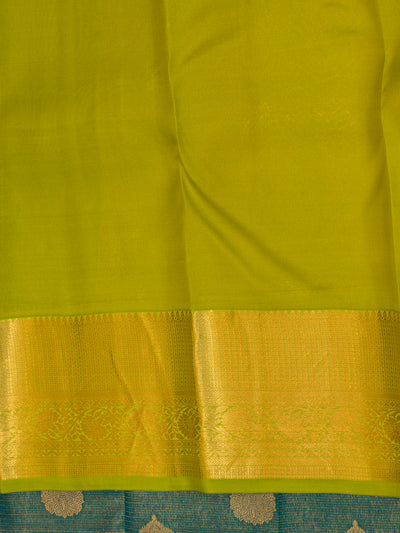 Teal blue traditional Kanchipuram silk saree