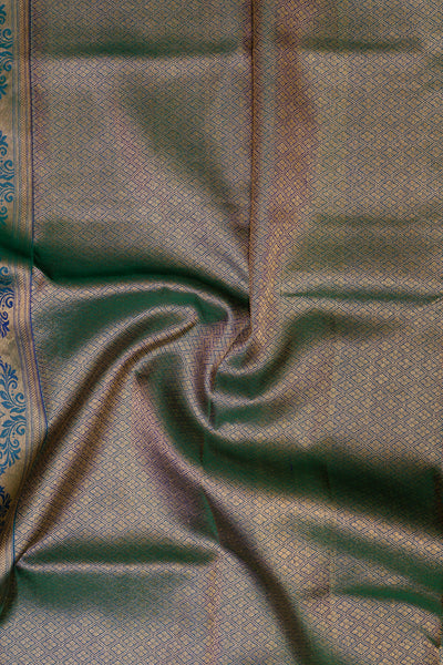 Peacock Blue Traditional Pure Kanchipuram Silk Saree - Clio Silks