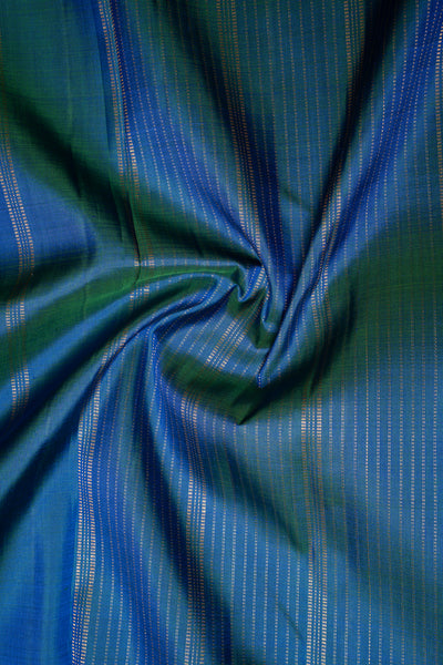 Peacock Blue Malli Moggu Pure Kanchipuram Silk Saree - Clio Silks