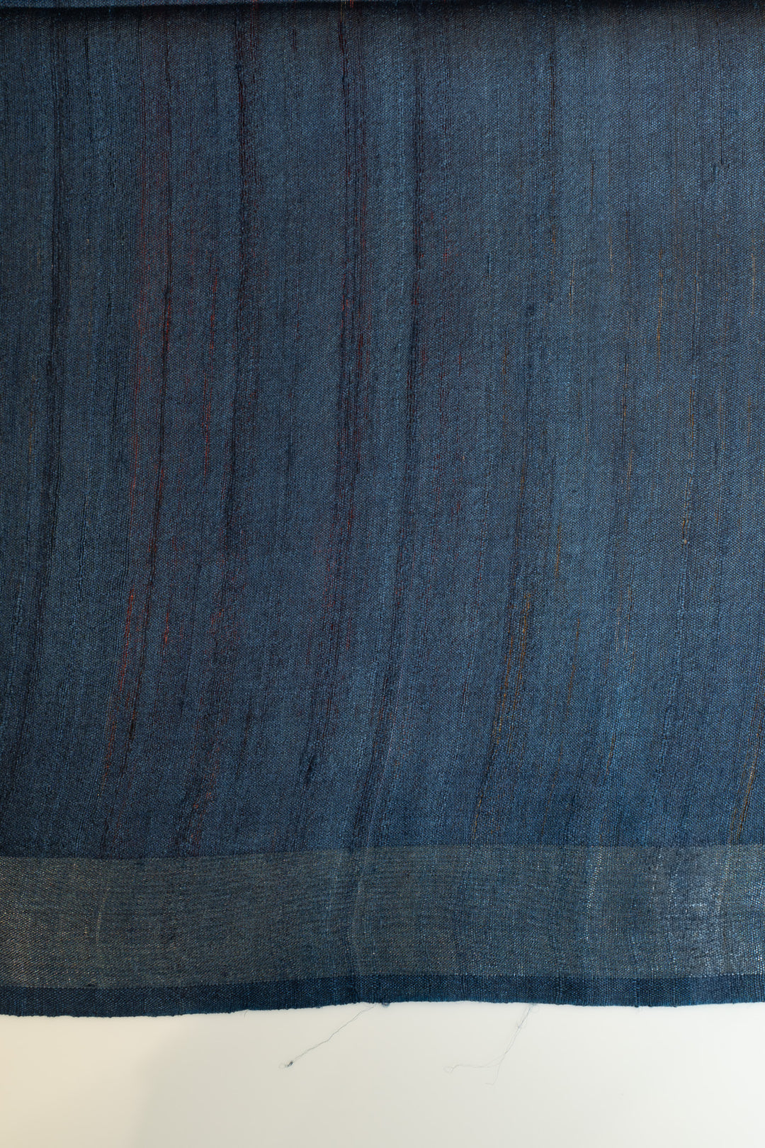 Beige and blue multi temple pure Tussar silk saree