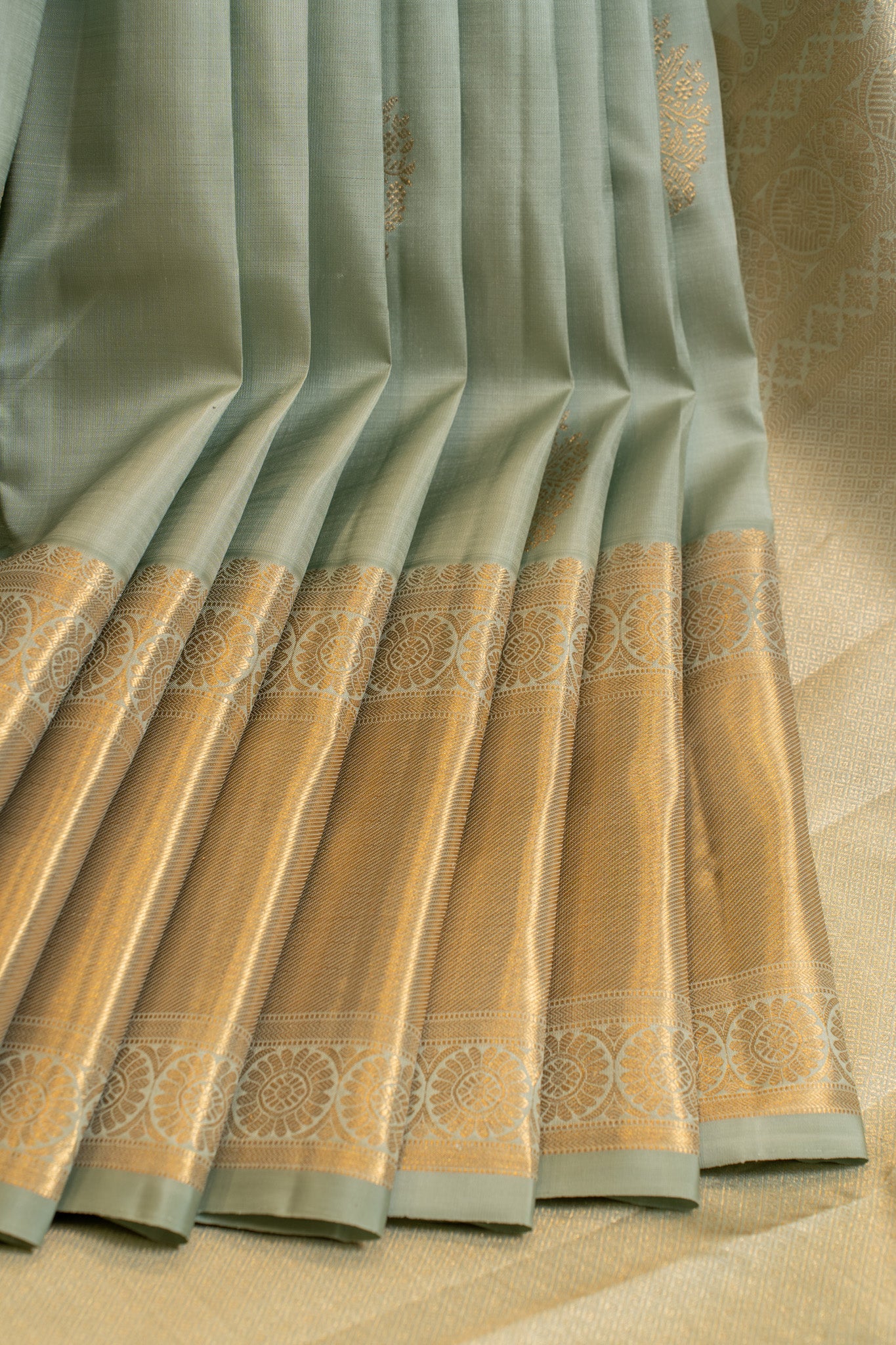 Pastel blue pure Kanchipuram silk saree