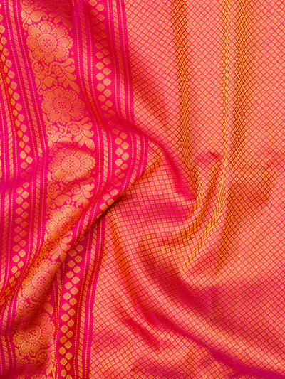 Golden Yellow Pure Gadwal Silk Saree - Clio Silks