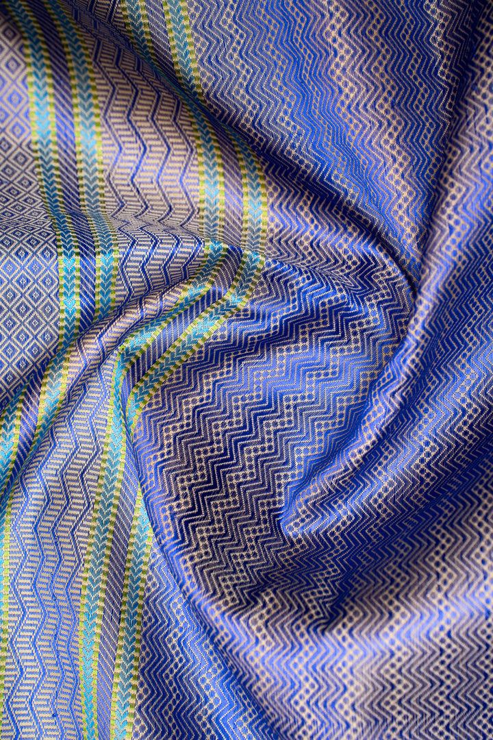 Ocean Blue Without Zari Pure Kanchipuram Silk Saree - Clio Silks