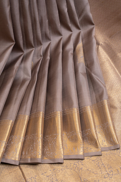 Heather purple pastel pure Kanchipuram silk saree