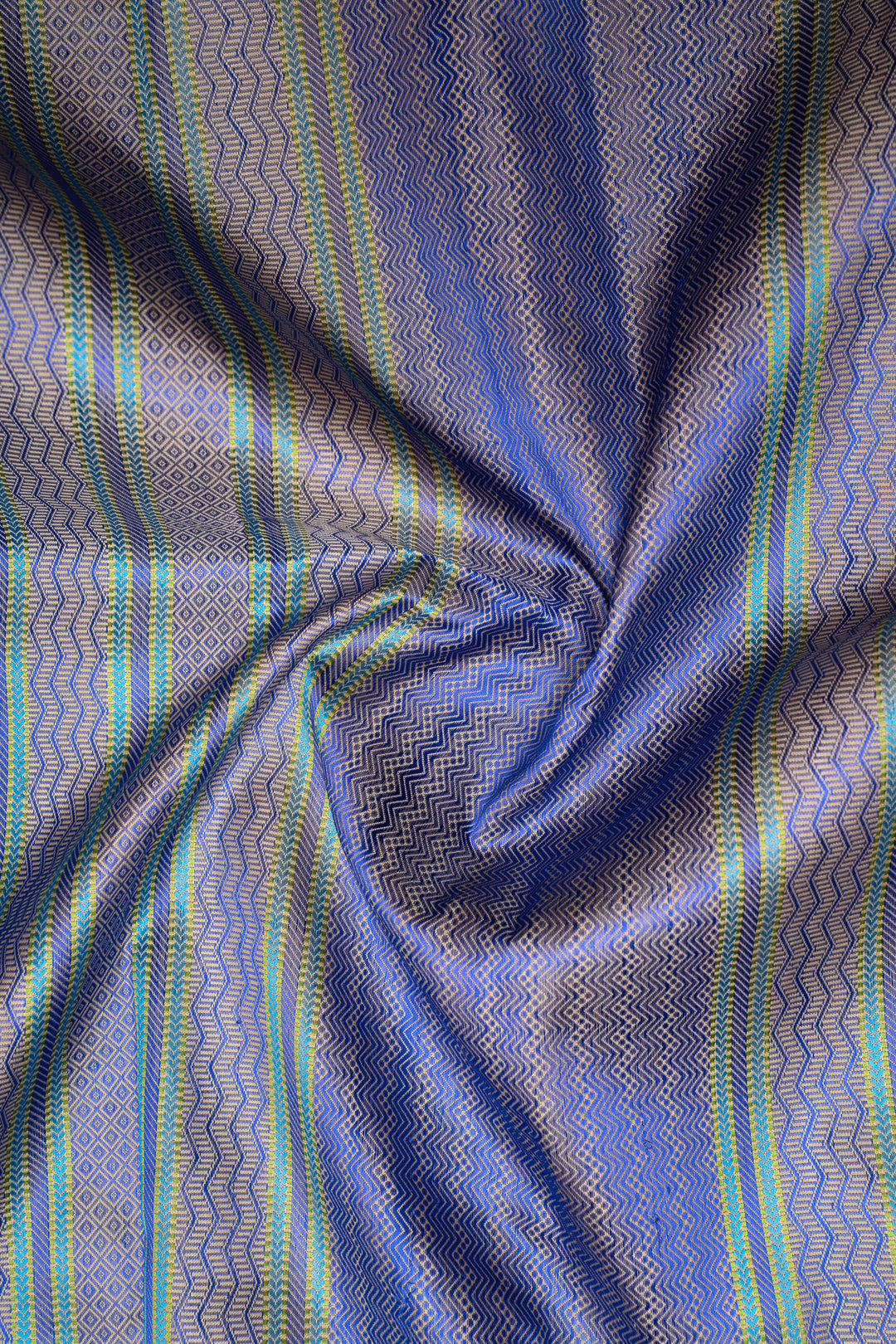 Ocean Blue Without Zari Pure Kanchipuram Silk Saree - Clio Silks