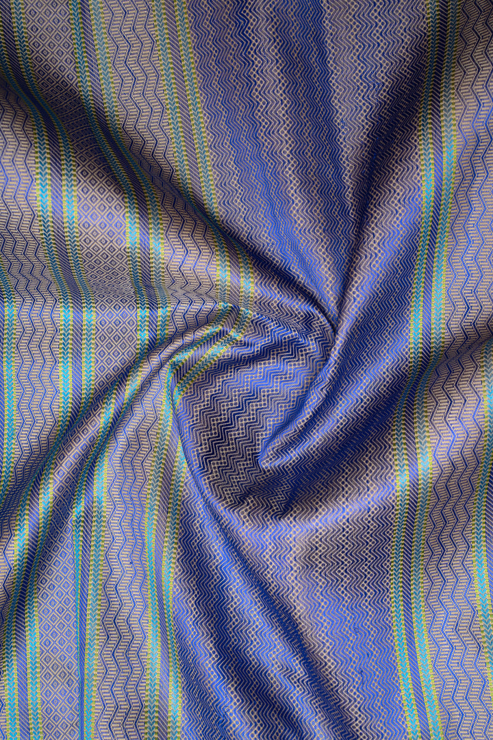 Ocean Blue Without Zari Pure Kanchipuram Silk Saree - Clio Silks