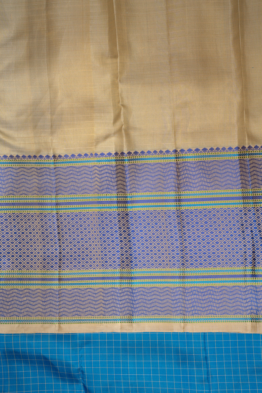 Ocean Blue Without Zari Pure Kanchipuram Silk Saree - Clio Silks