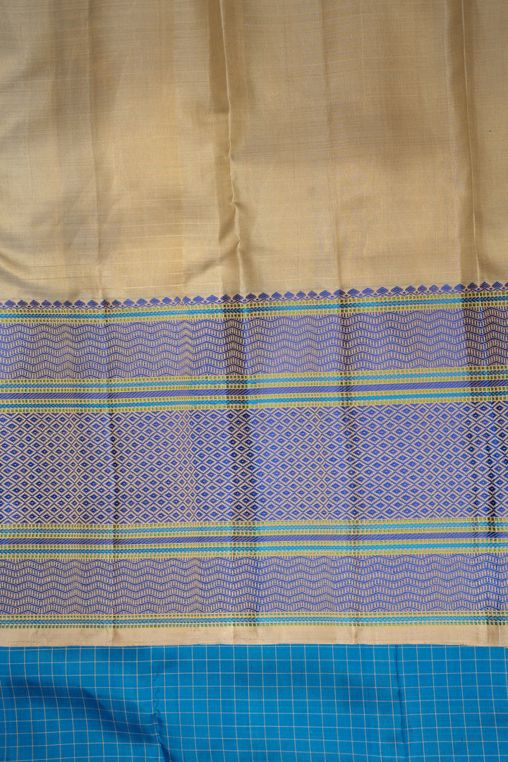 Ocean Blue Without Zari Pure Kanchipuram Silk Saree - Clio Silks
