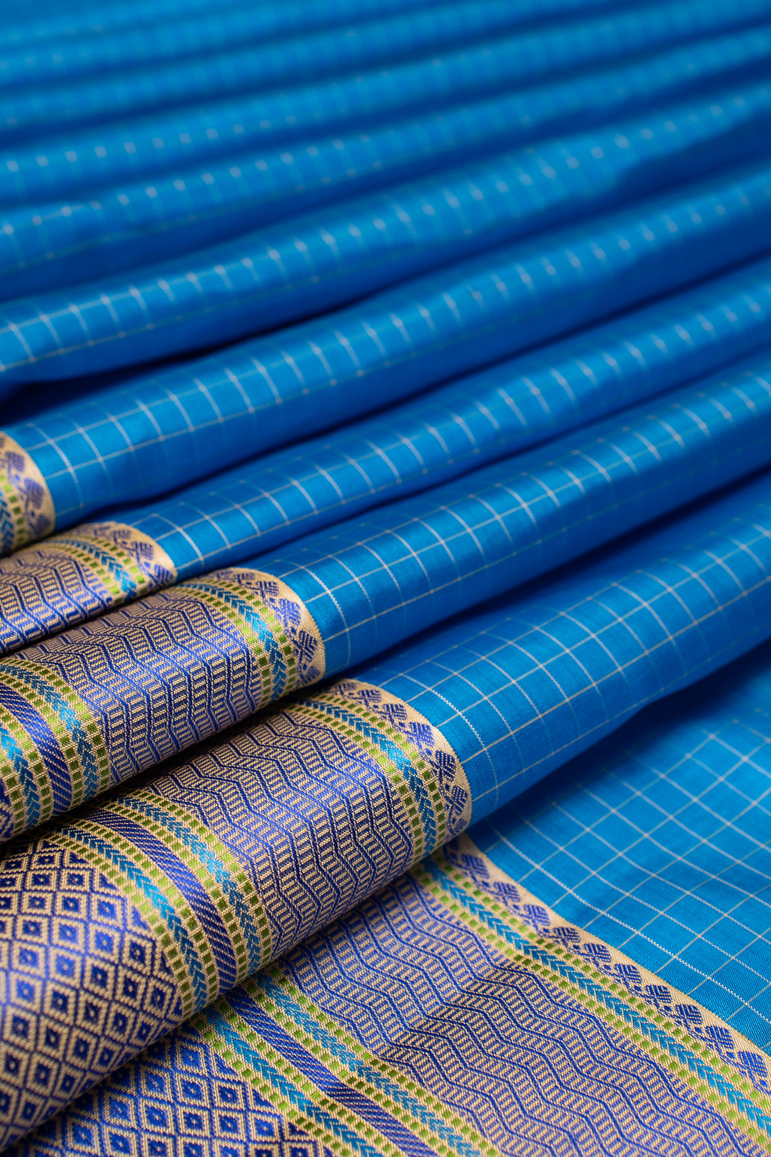 Ocean Blue Without Zari Pure Kanchipuram Silk Saree - Clio Silks