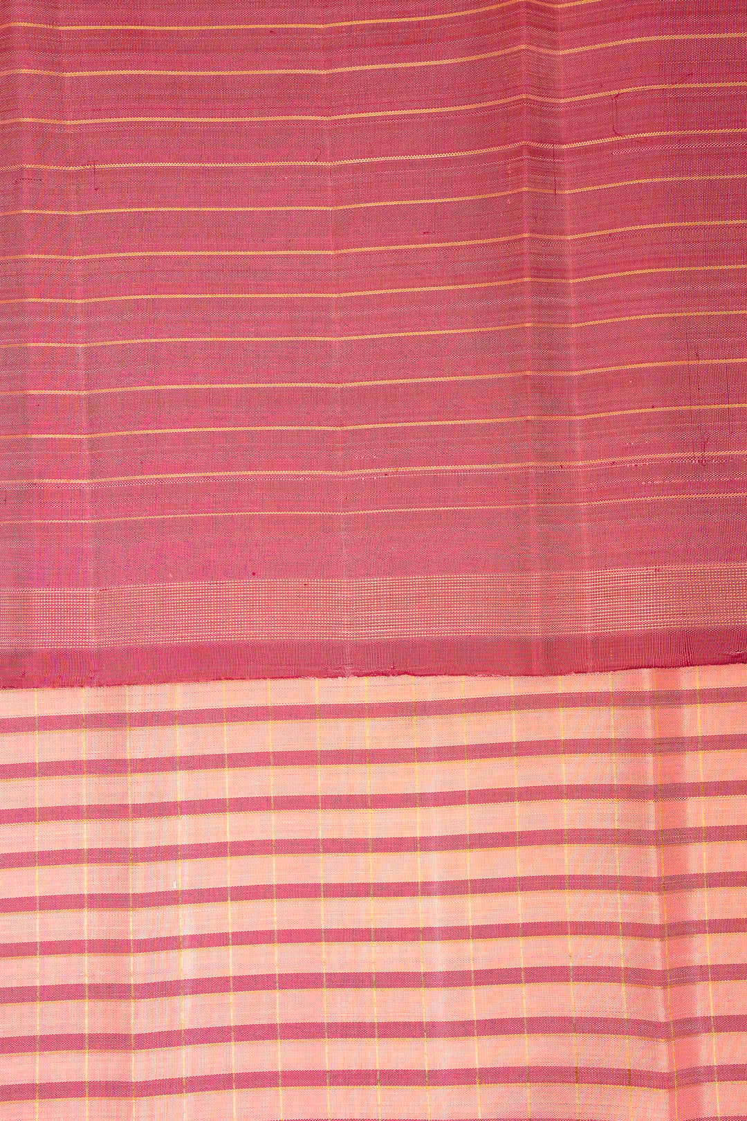 Baby Pink Zari Stripes Pure Kanchipuram Silk Saree - Clio Silks