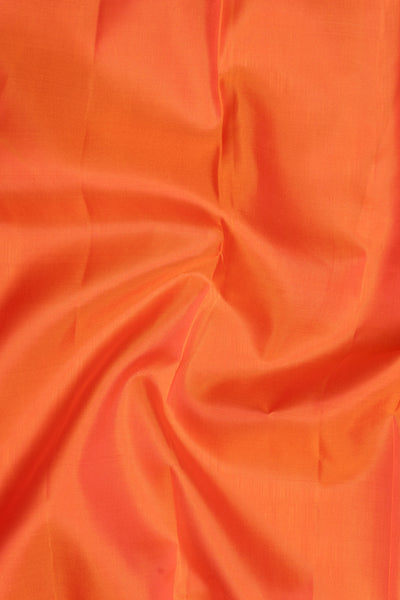 Peach Orange Temple Border Pure Kanchipuram Silk Saree - Clio Silks