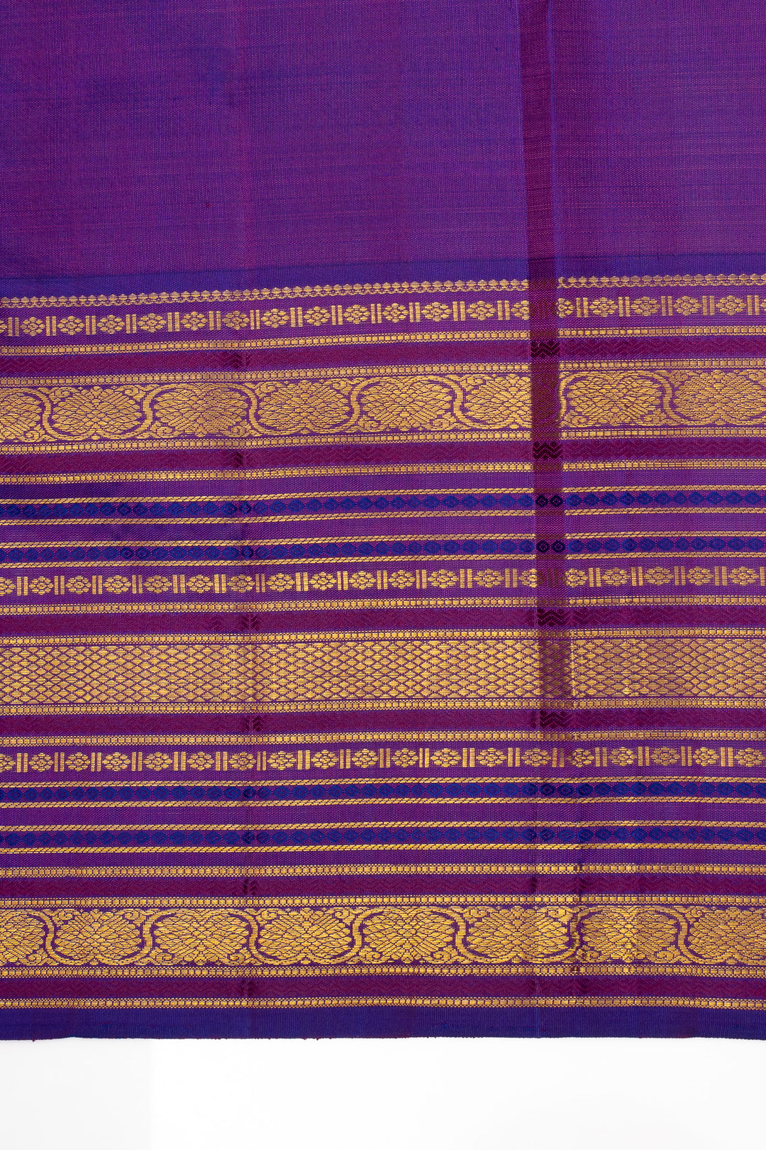 Ivory and Magenta Varisaipettu Pure Kanchipuram Silk Saree