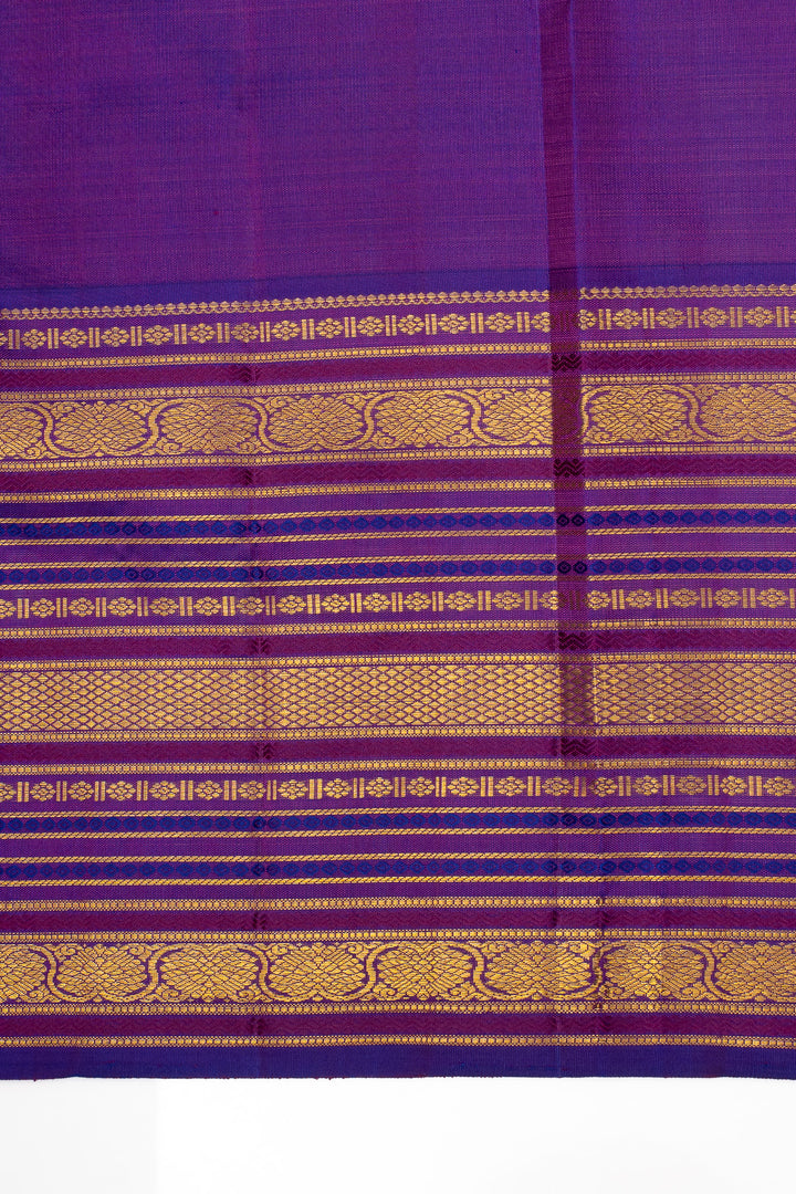 Ivory and Magenta Varisaipettu Pure Kanchipuram Silk Saree