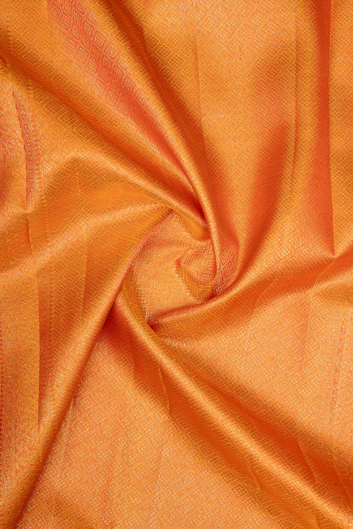 Purple &amp; Rust Orange Thread Buttis Pure Kanchipuram Silk Saree