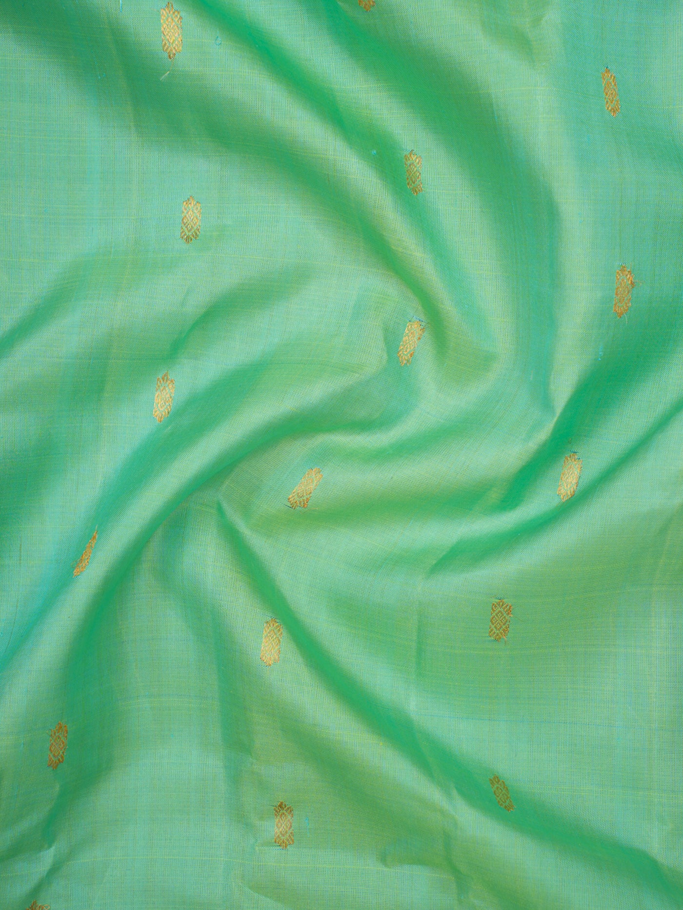 Cyan Green and Mustard Pure Gadwal Silk Saree - Clio Silks