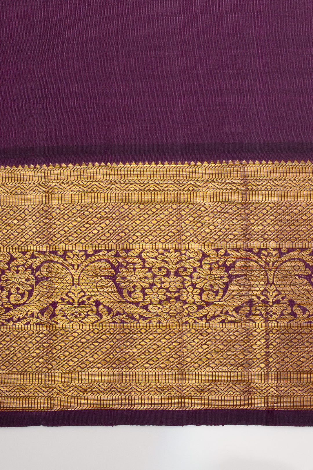 Mustard and Purple Zari Checks Traditional Pure Kanchipuram Silk Saree