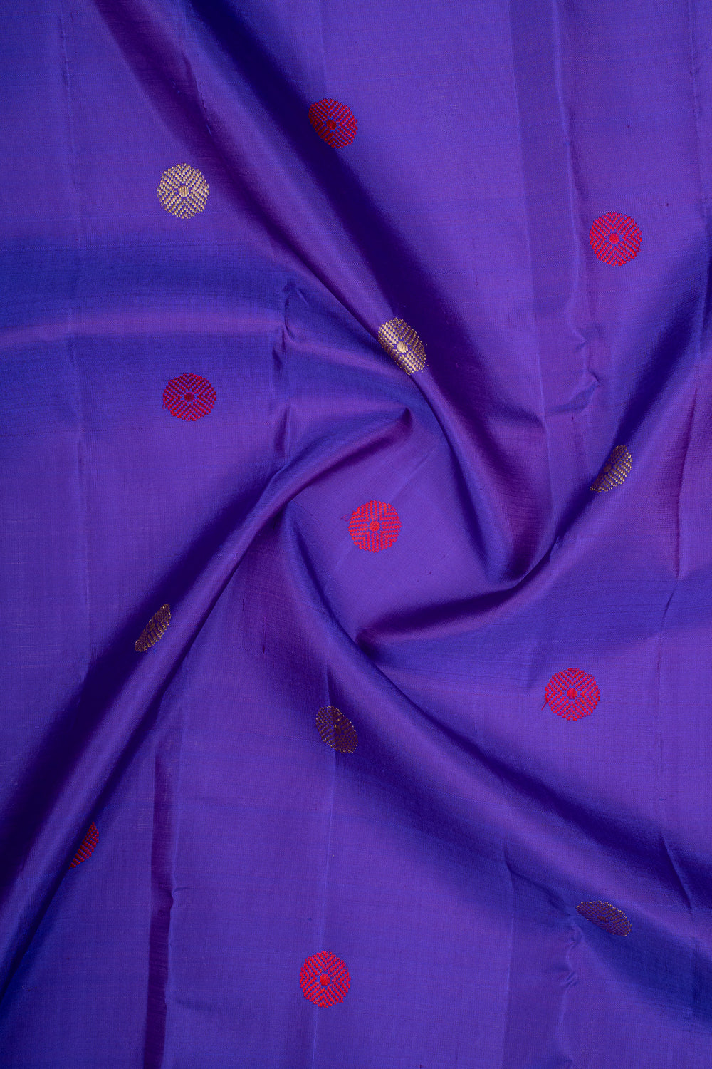 Purple & Rust Orange Thread Buttis Pure Kanchipuram Silk Saree