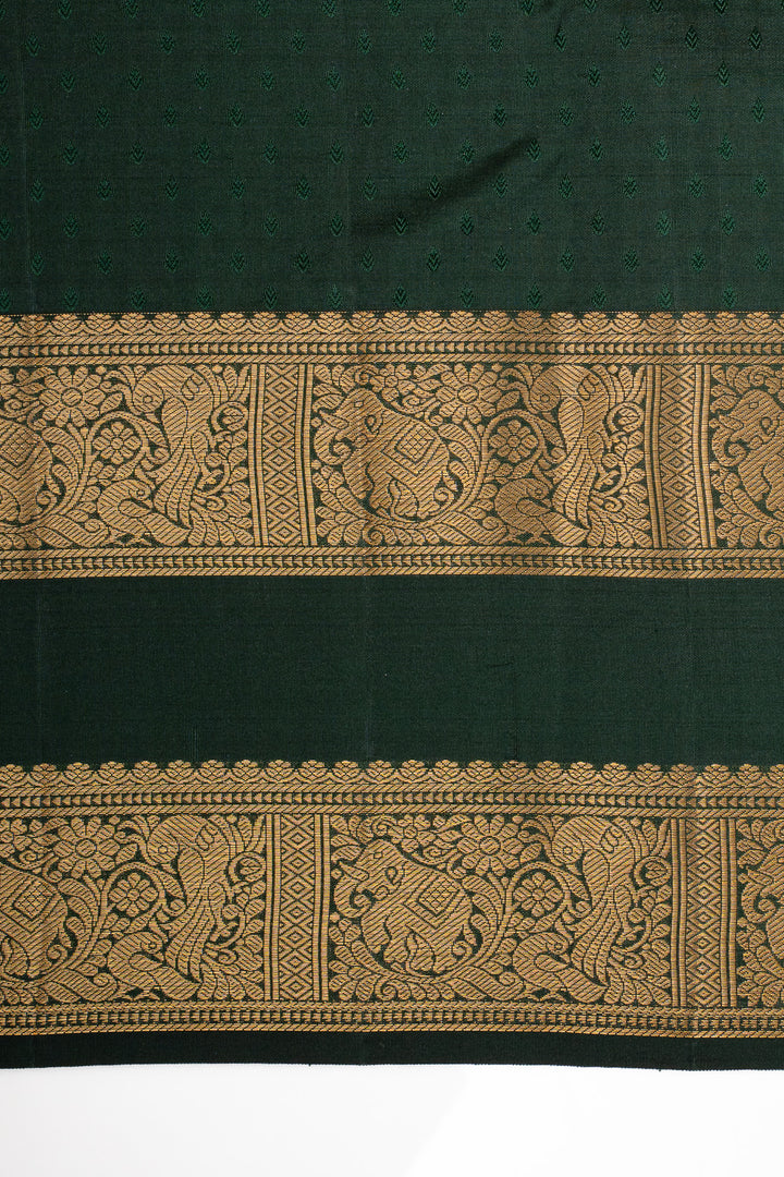 Bottle Green Brocade Pure Kanchipuram Silk Saree