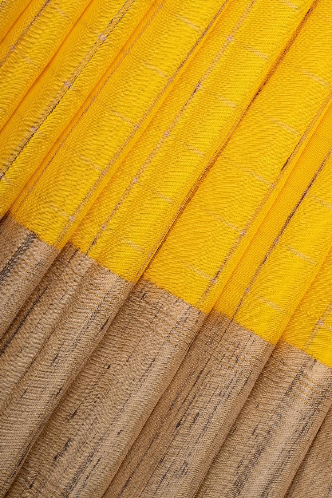 Yellow and Beige Pure Dupion Kanchipuram Silk Saree