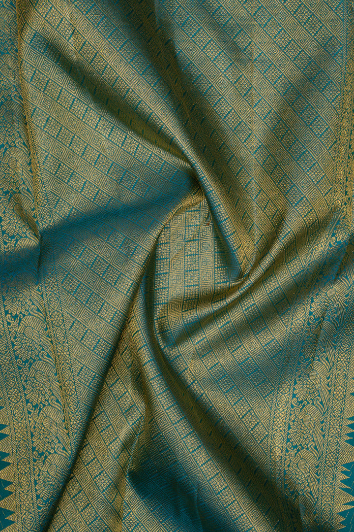 Purple Zari Checks Pure Kanchipuram Silk Saree