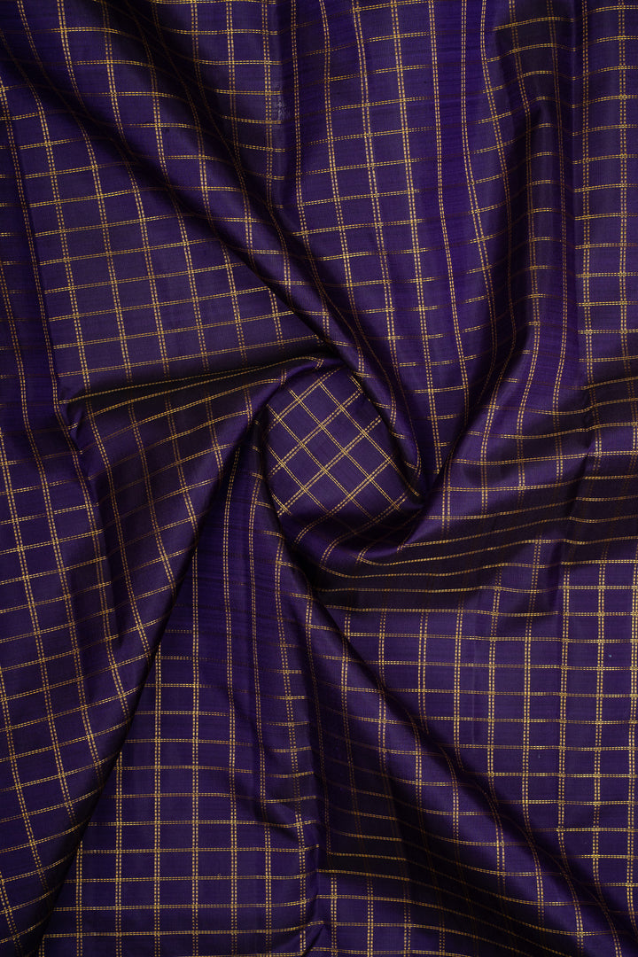 Purple Zari Checks Pure Kanchipuram Silk Saree