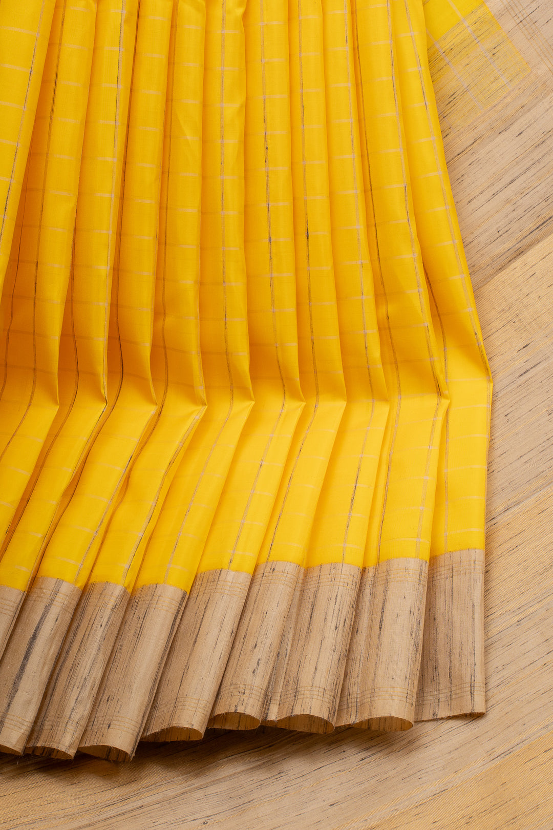 Yellow and Beige Pure Dupion Kanchipuram Silk Saree