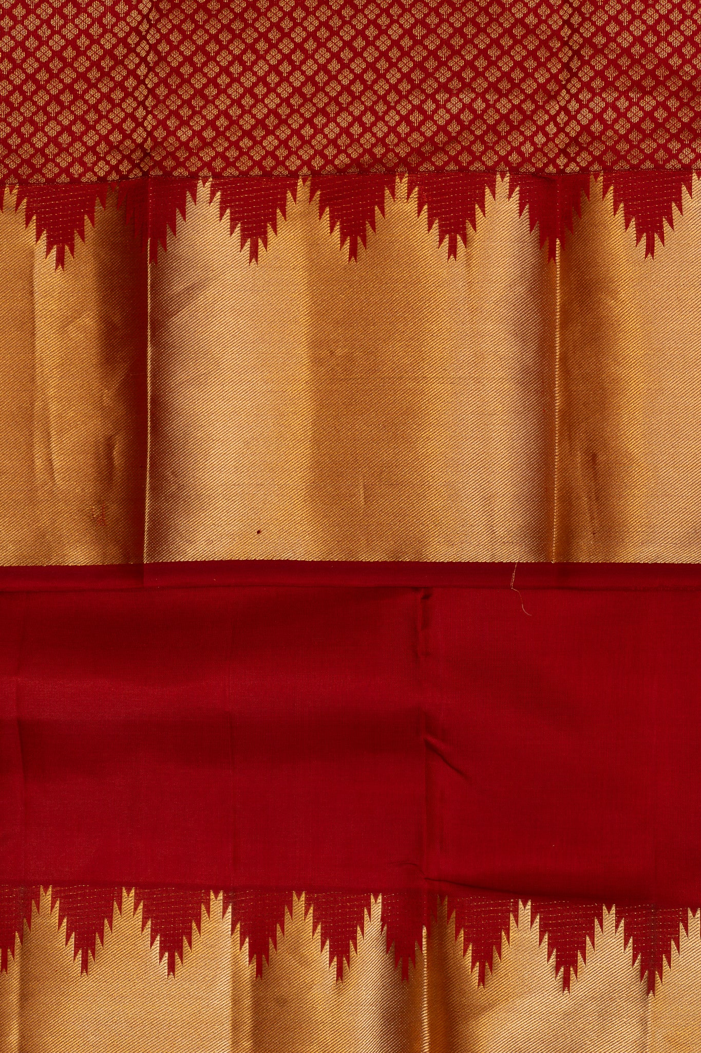 Maroon and Gold Temple Border Pure Kanchipuram Silk Saree - Clio Silks