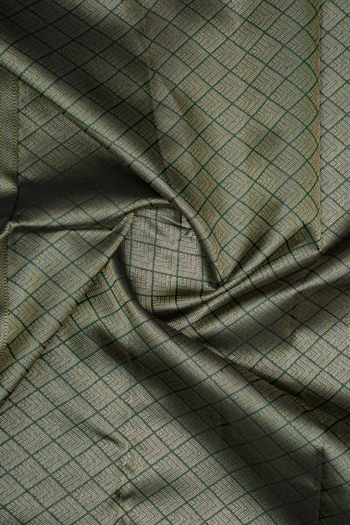 Bottle Green Peacock Zari Pure Kanchipuram Silk Saree