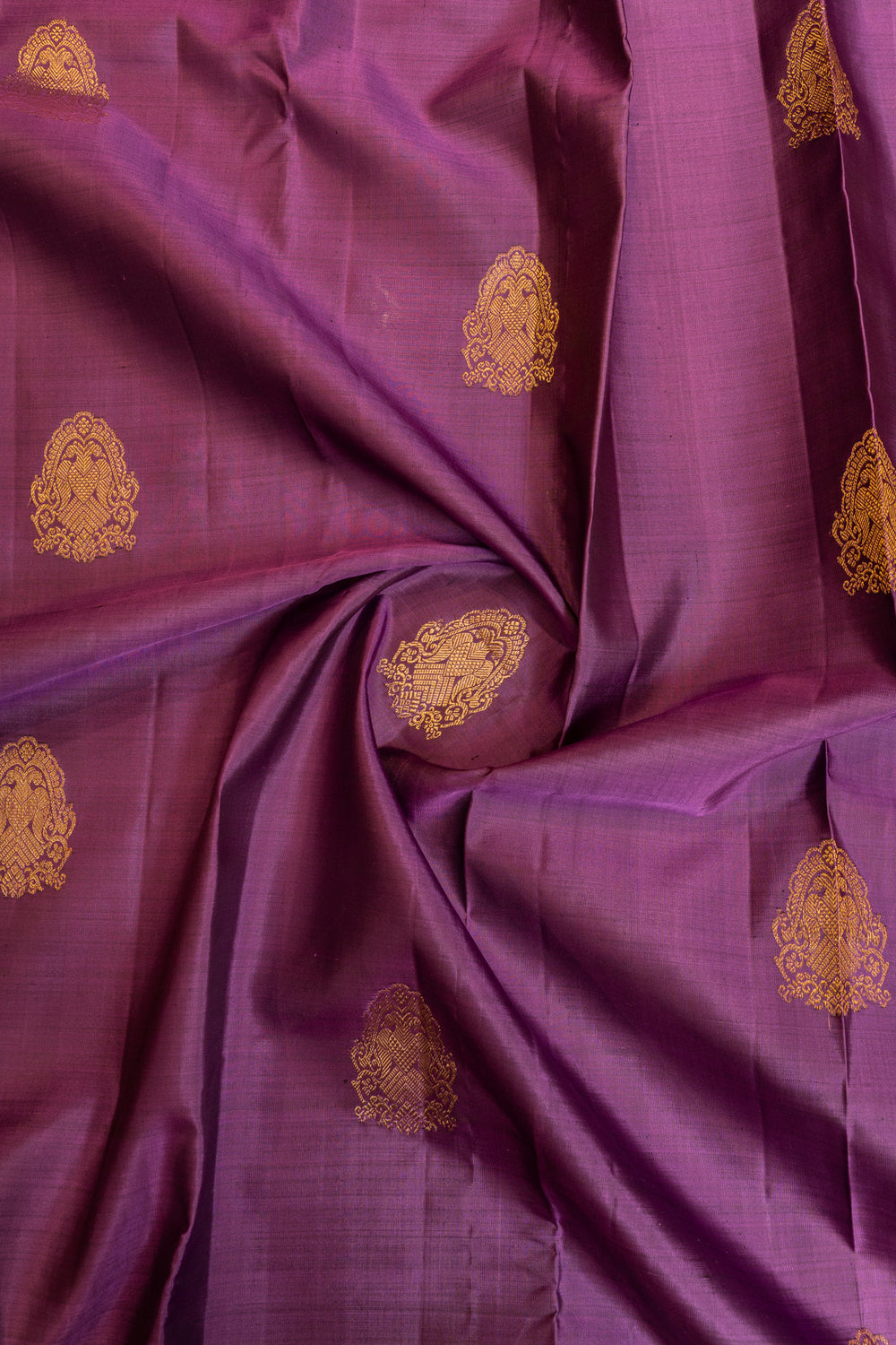 Purple and dark blue pure Kanchipuram silk saree