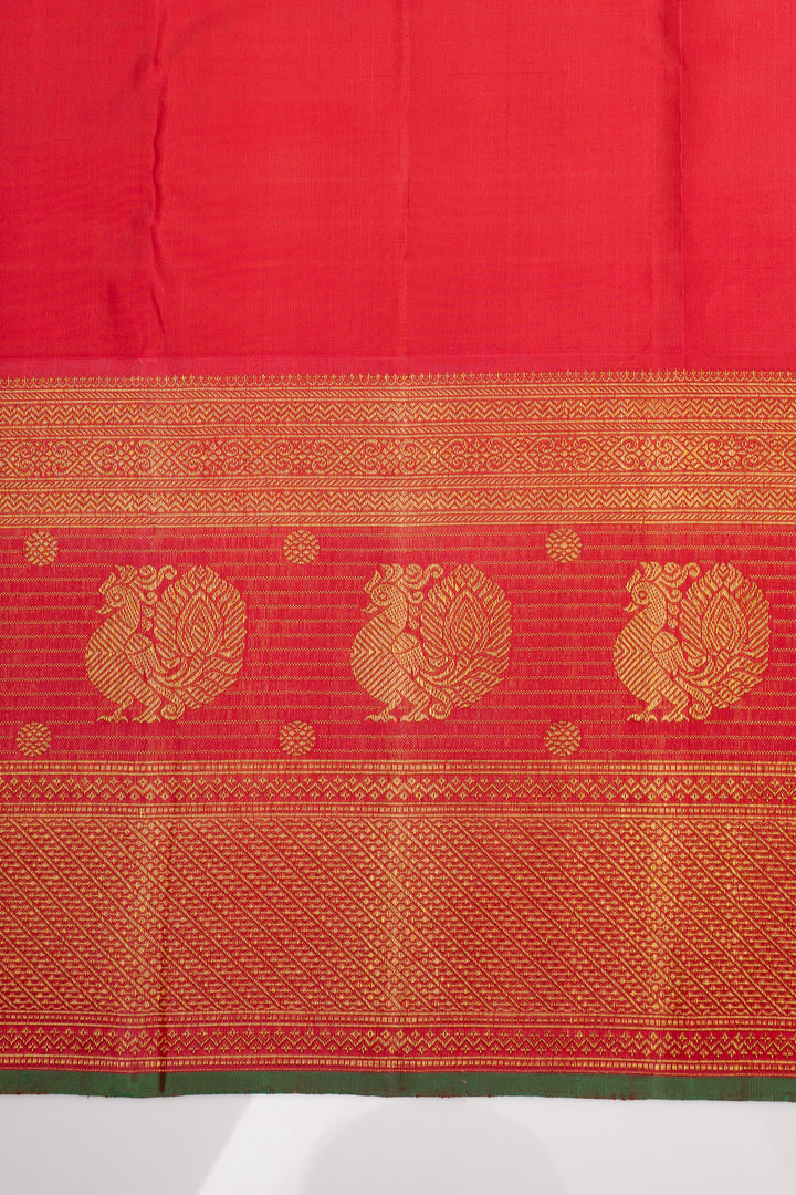 Baby Pink and Red Traditional Pure Kanchipuram Silk Saree