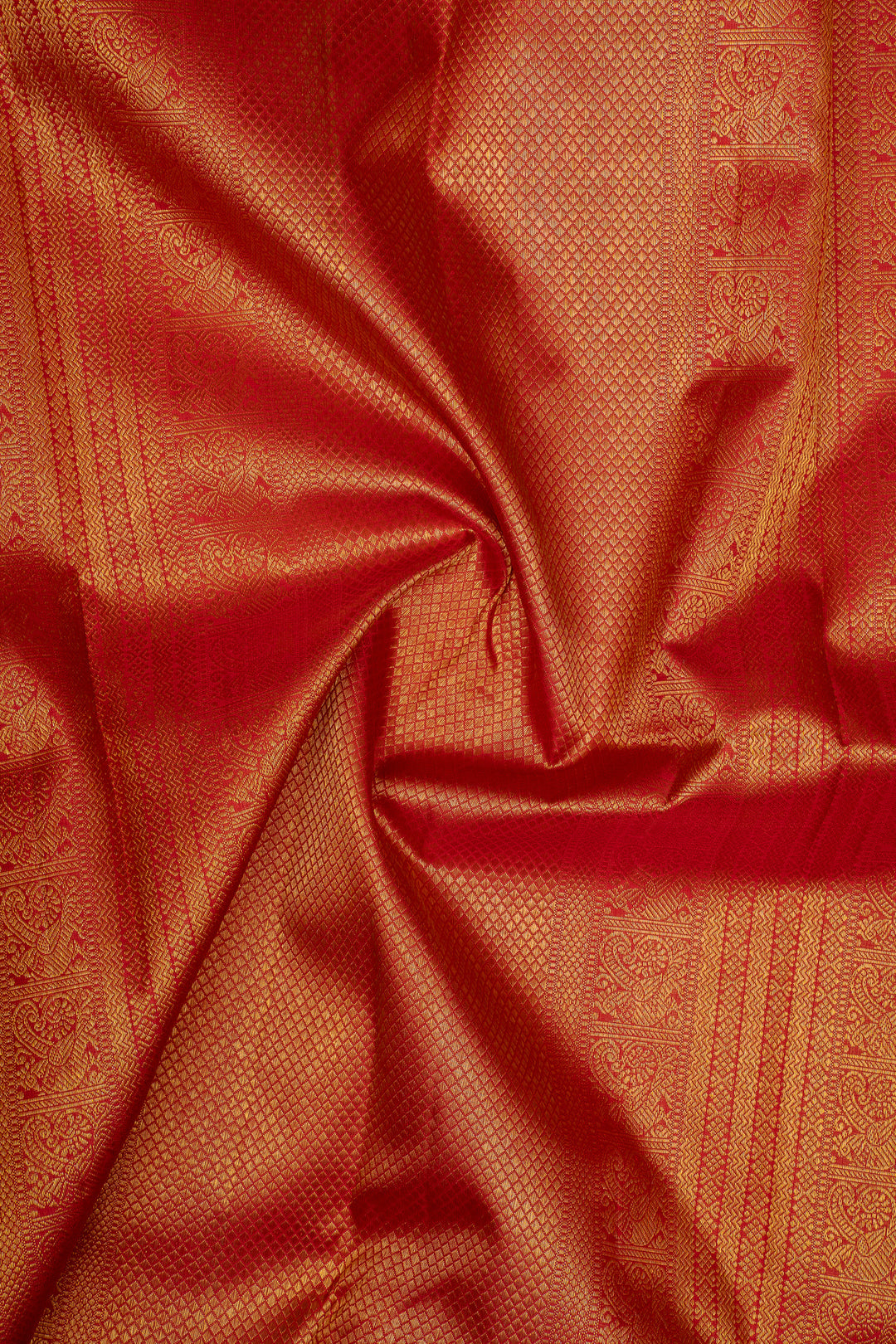 Royal Blue and Red Temple Border Pure Kanchipuram Silk Saree