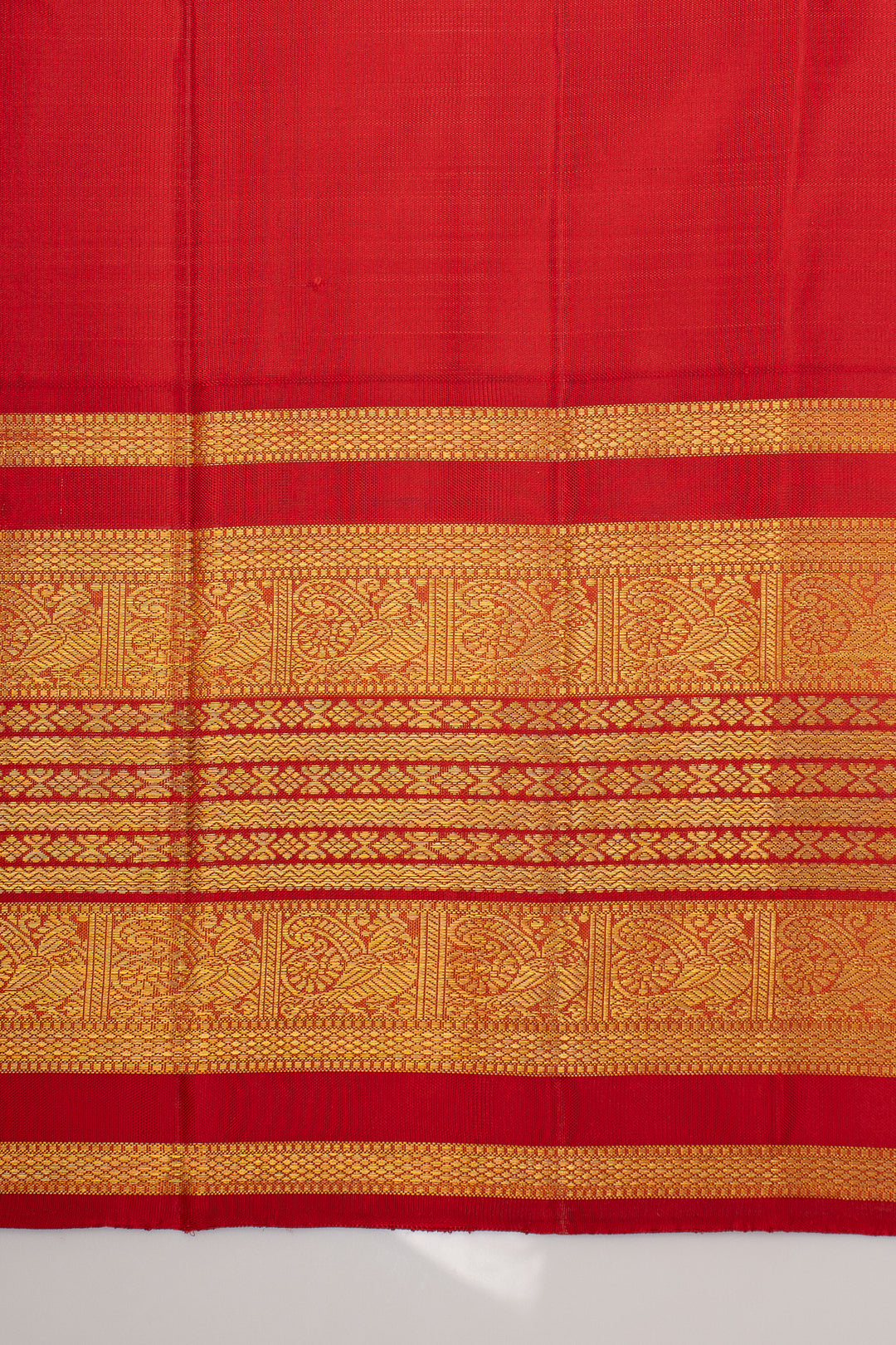 Royal Blue and Red Temple Border Pure Kanchipuram Silk Saree