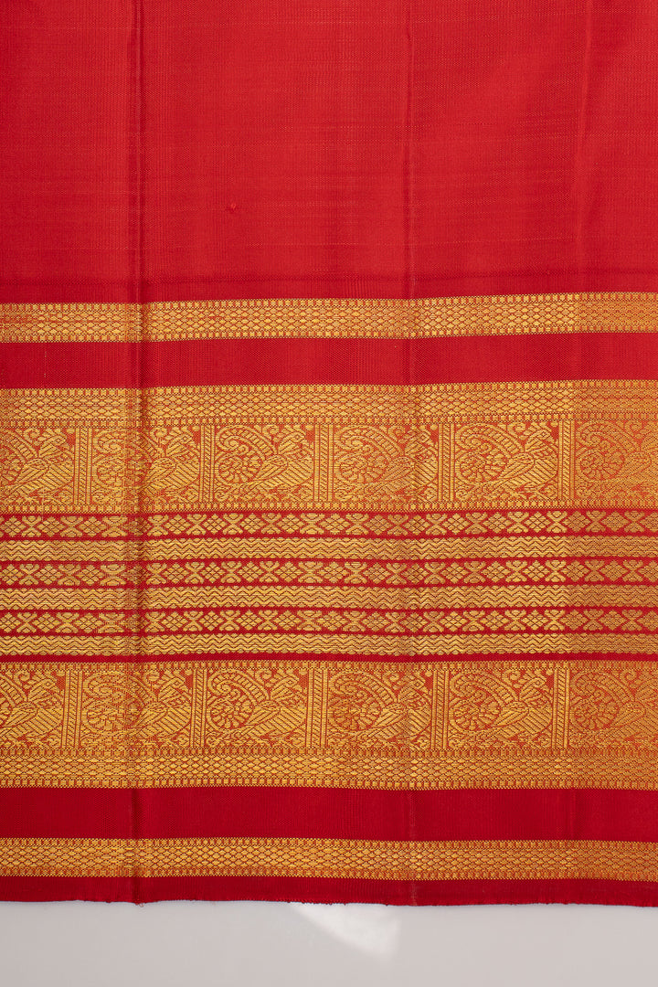 Royal Blue and Red Temple Border Pure Kanchipuram Silk Saree