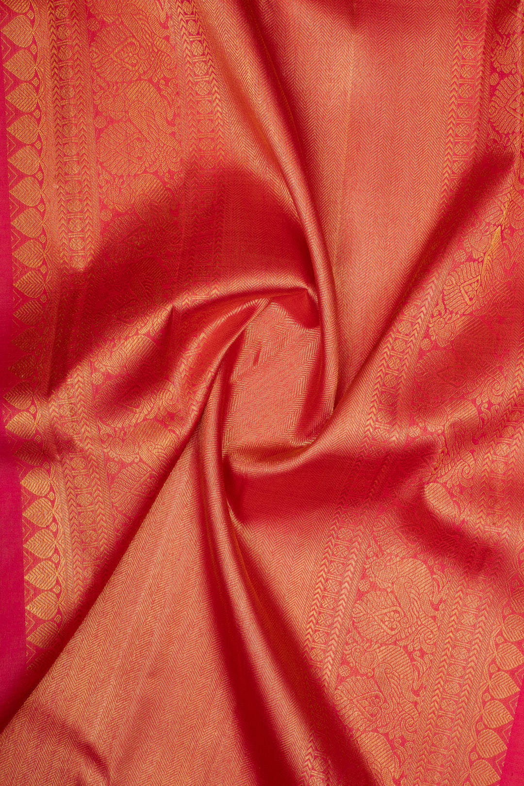 Indigo Blue and Red Kora Kanchipuram Silk Saree