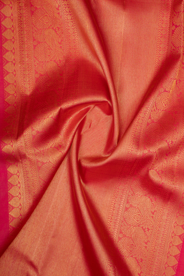 Indigo Blue and Red Kora Kanchipuram Silk Saree