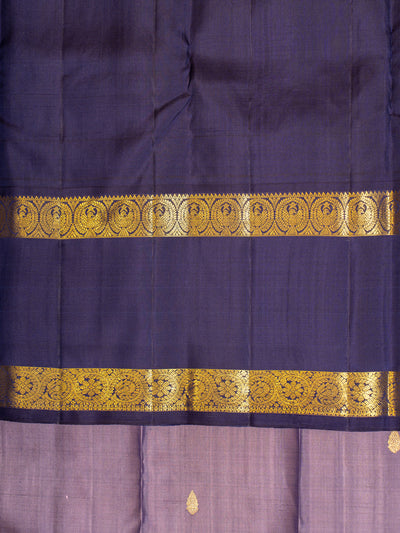 Purple and dark blue traditional pure Kanchipuram silk saree